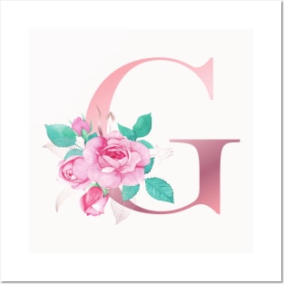 ALPHABET LETTER G IN FLORAL STYLE; PERSONALIZED GIFTS WITH FLOWERS LETTER Posters and Art